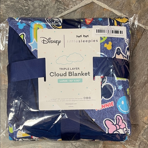 Little Sleepies Disney Cloud Blanket - Navy and Multicolor